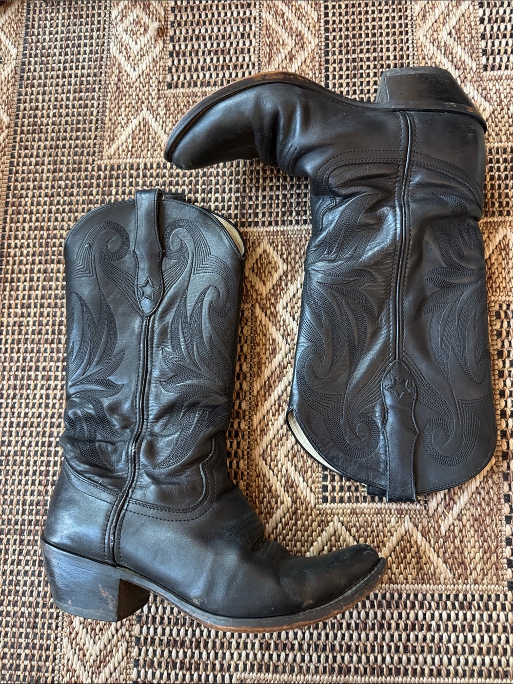 DURANGO Leather Cowboy Boots Black Women's Size 6.5